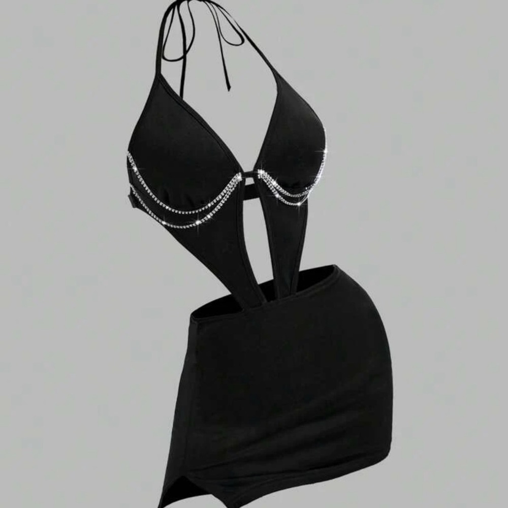 Chic Black Halter Cutout Dress